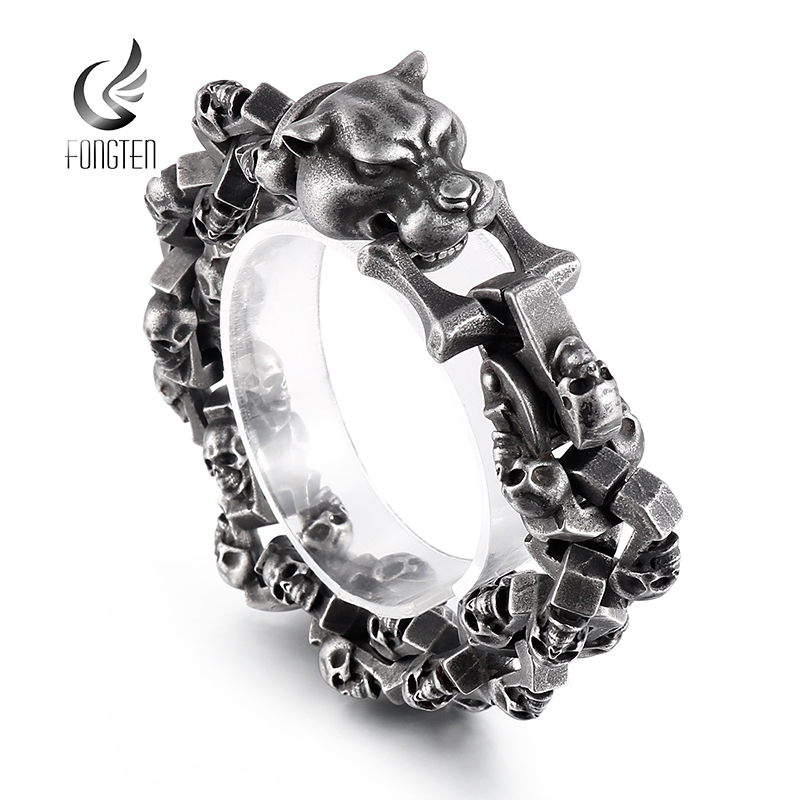 Gothic Skull Ring - Fongten Skull Tiger Bracelet for Men