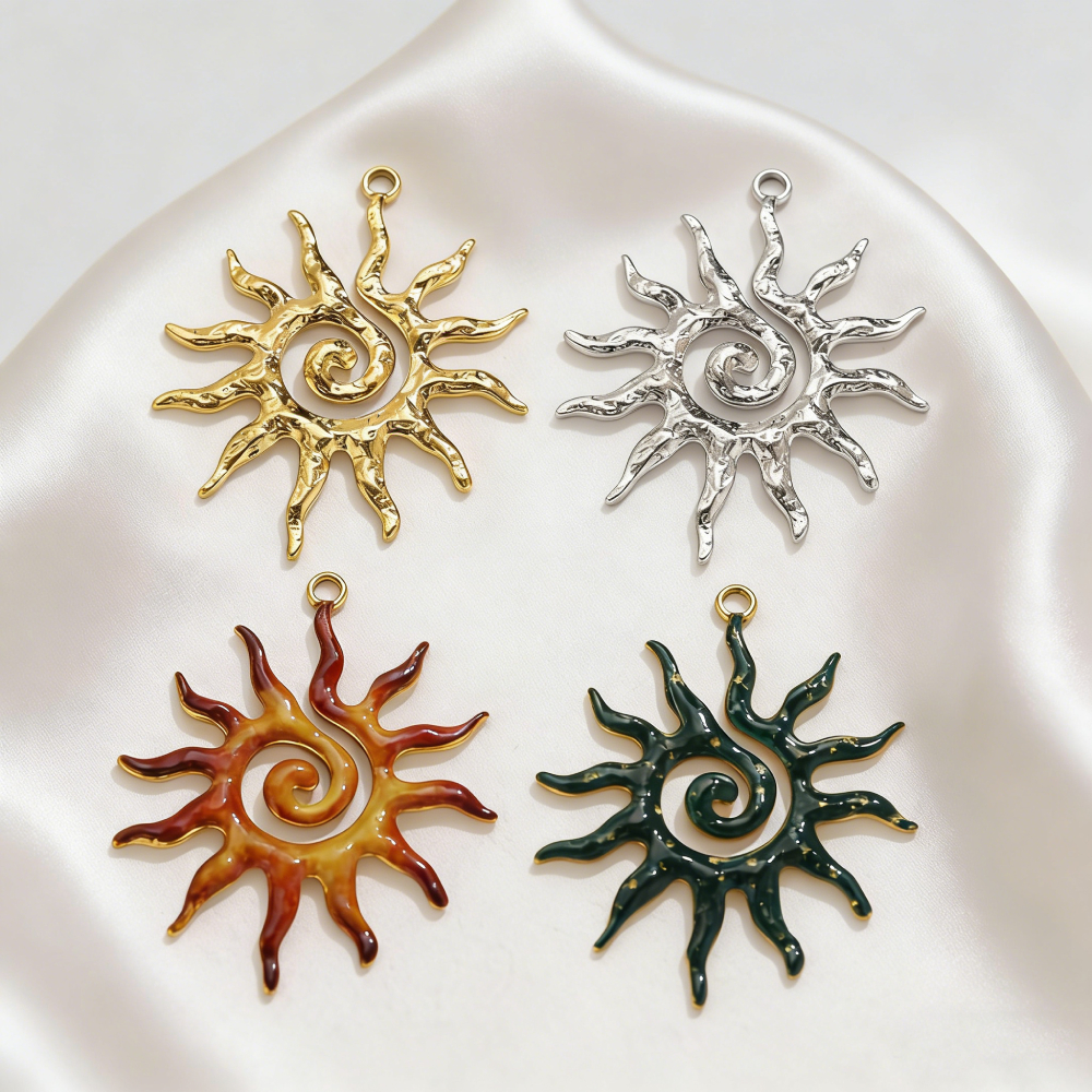 Moon Star Earrings - 5PCS Stainless Steel Vintage Spiral Sun
