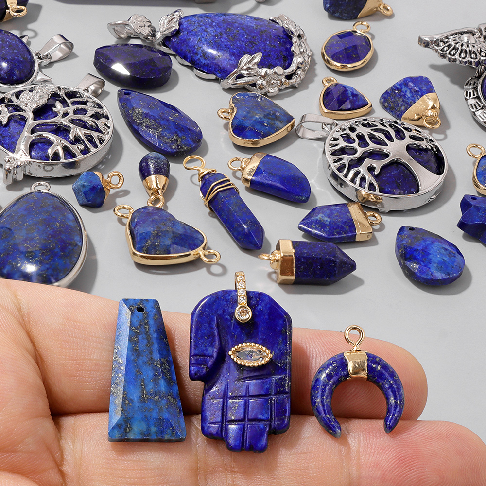 Moon Star Earrings - 5PCS/lot Lapis Lazuli Stone Pendant Blue