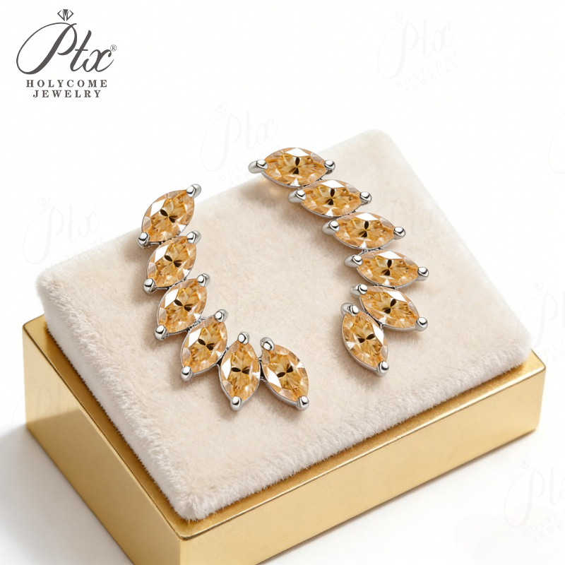 Diamond Stud Earrings - Stud Earrings 6-stone Marquise Cut Moissanite