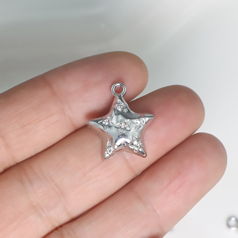 Moon Star Earrings - 10Pcs DIY Crystal Stars Charms Pentagram
