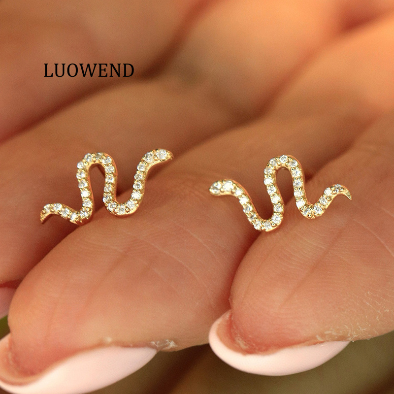 Diamond Stud Earrings - LUOWEND 100% 18K White/Yellow Gold Earrings