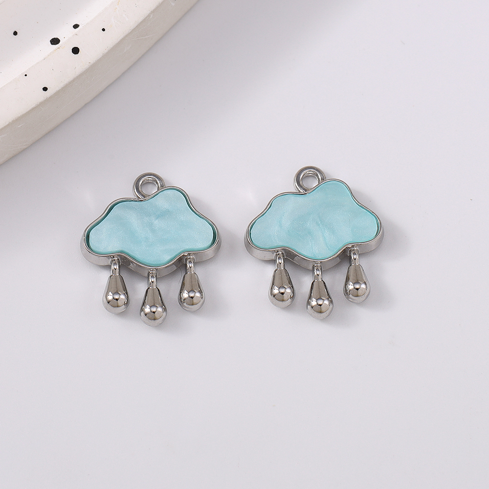 Moon Star Earrings - 5pcs Cute Gemstone Cloud Raindrop Charms