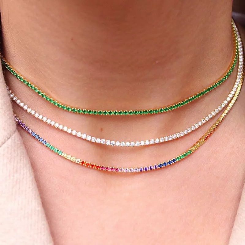 Tennis Bracelet Cubic - clear cz tennis chain choker necklace