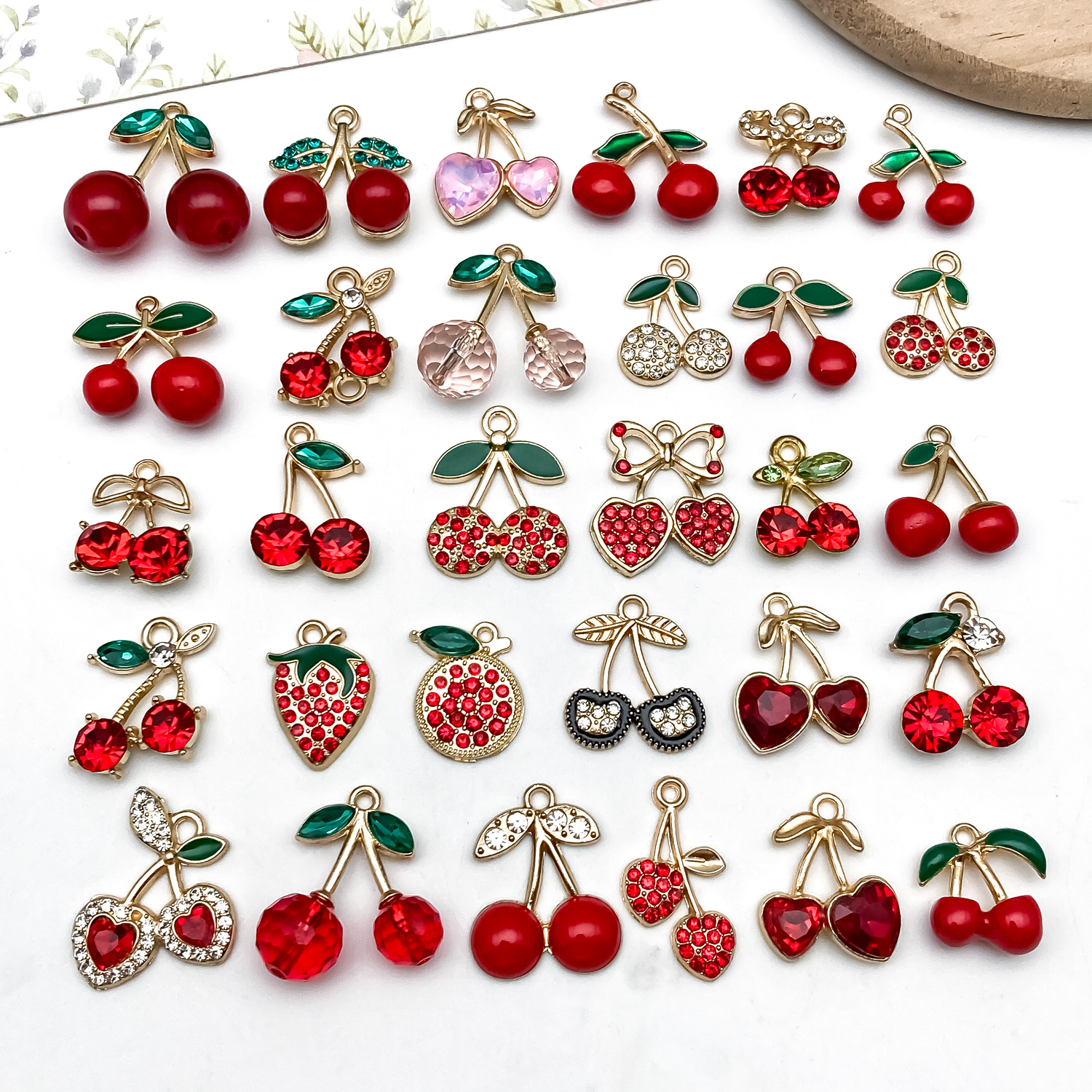Diamond Stud Earrings - 10/20//30pcs Sweet Cherry & Strawberry Alloy