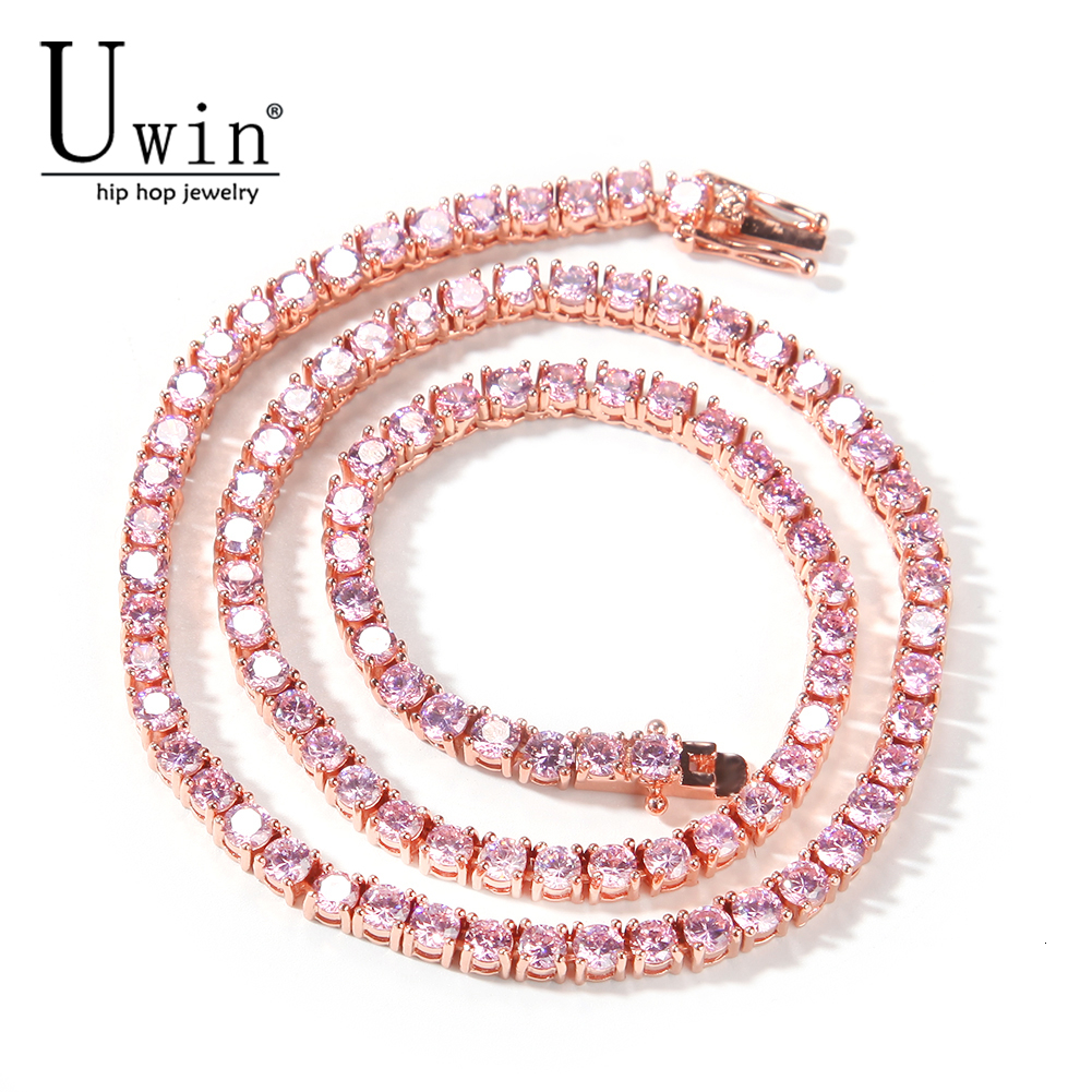 Tennis Bracelet Cubic - Uwin Rosegold Pink 4mm Tennis Chain