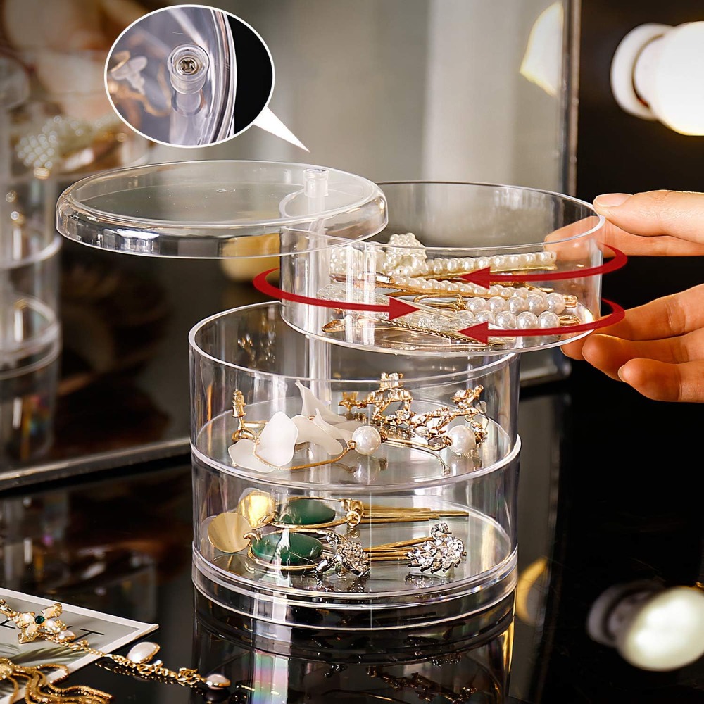 Jewelry & Watches Store - 360 Rotating Jewelry Organizer Clear Plastic