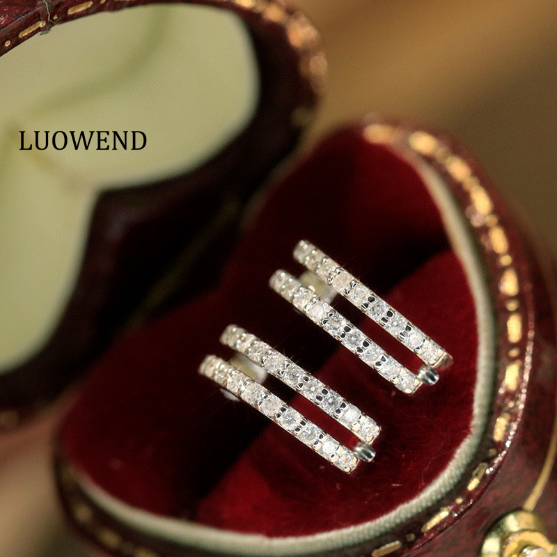 Diamond Stud Earrings - LUOWEND 100% 18K White Gold Earrings