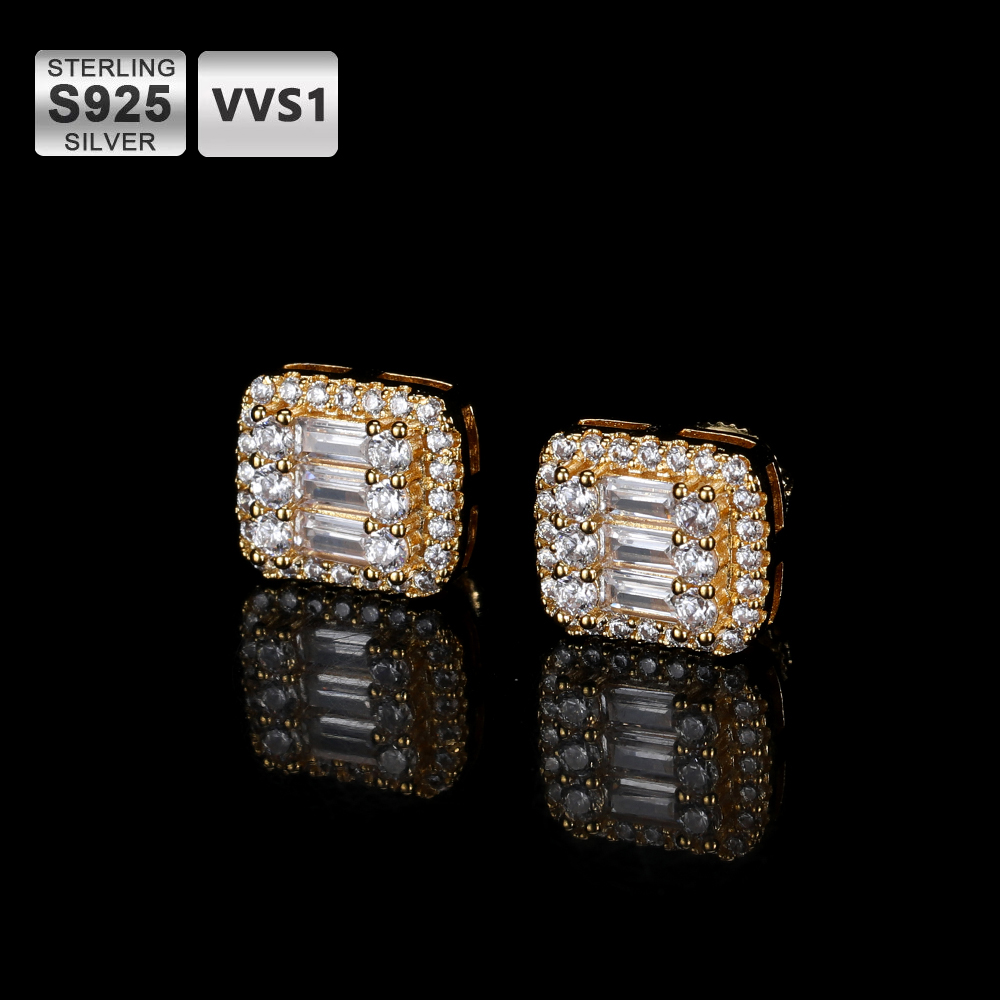 Diamond Stud Earrings - ICEBLING GRA VVS Rectangular Earrings Emerald
