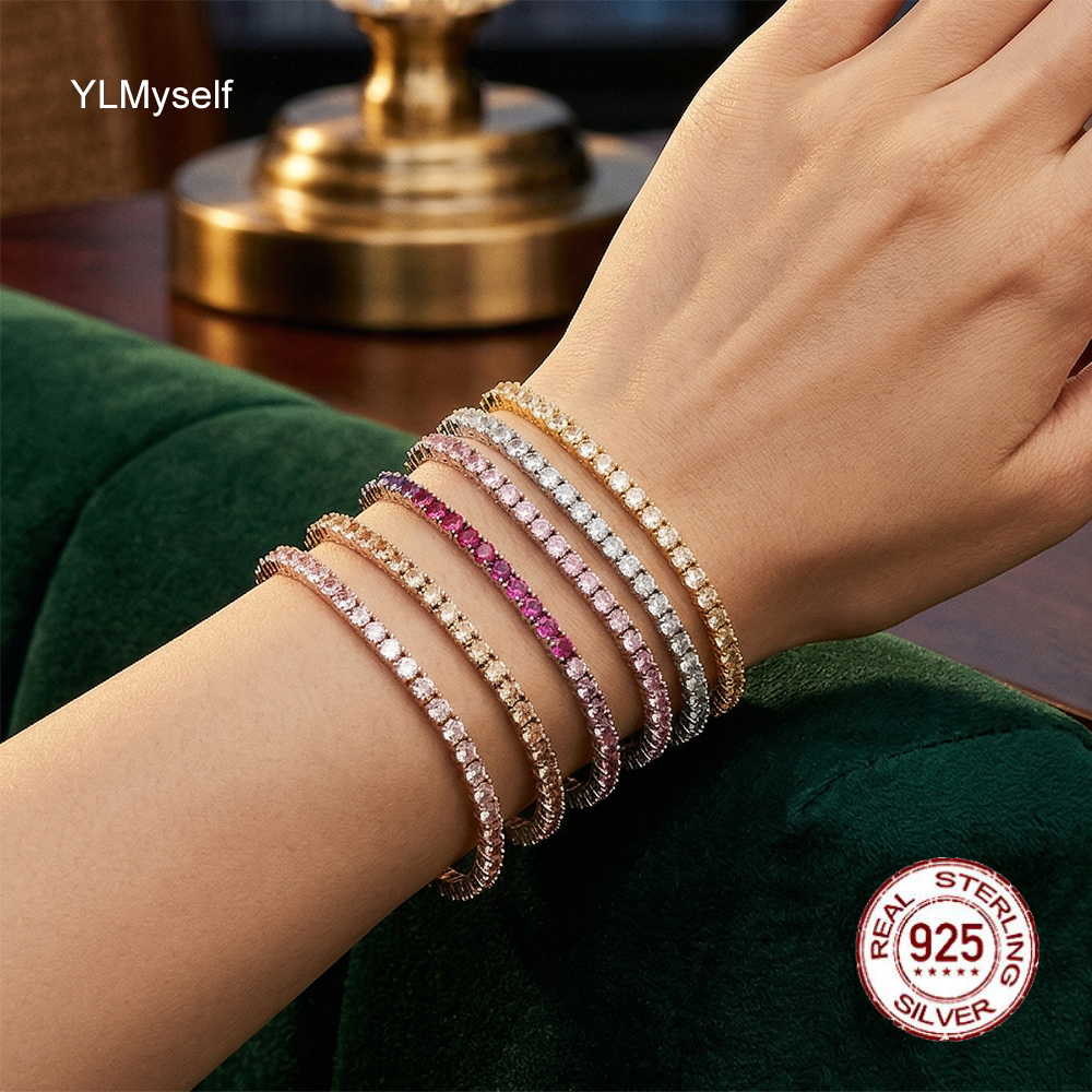 Solid Silver Fine Jewelry Chai - Tennis Bracelet Cubic 리뷰 및 가격
