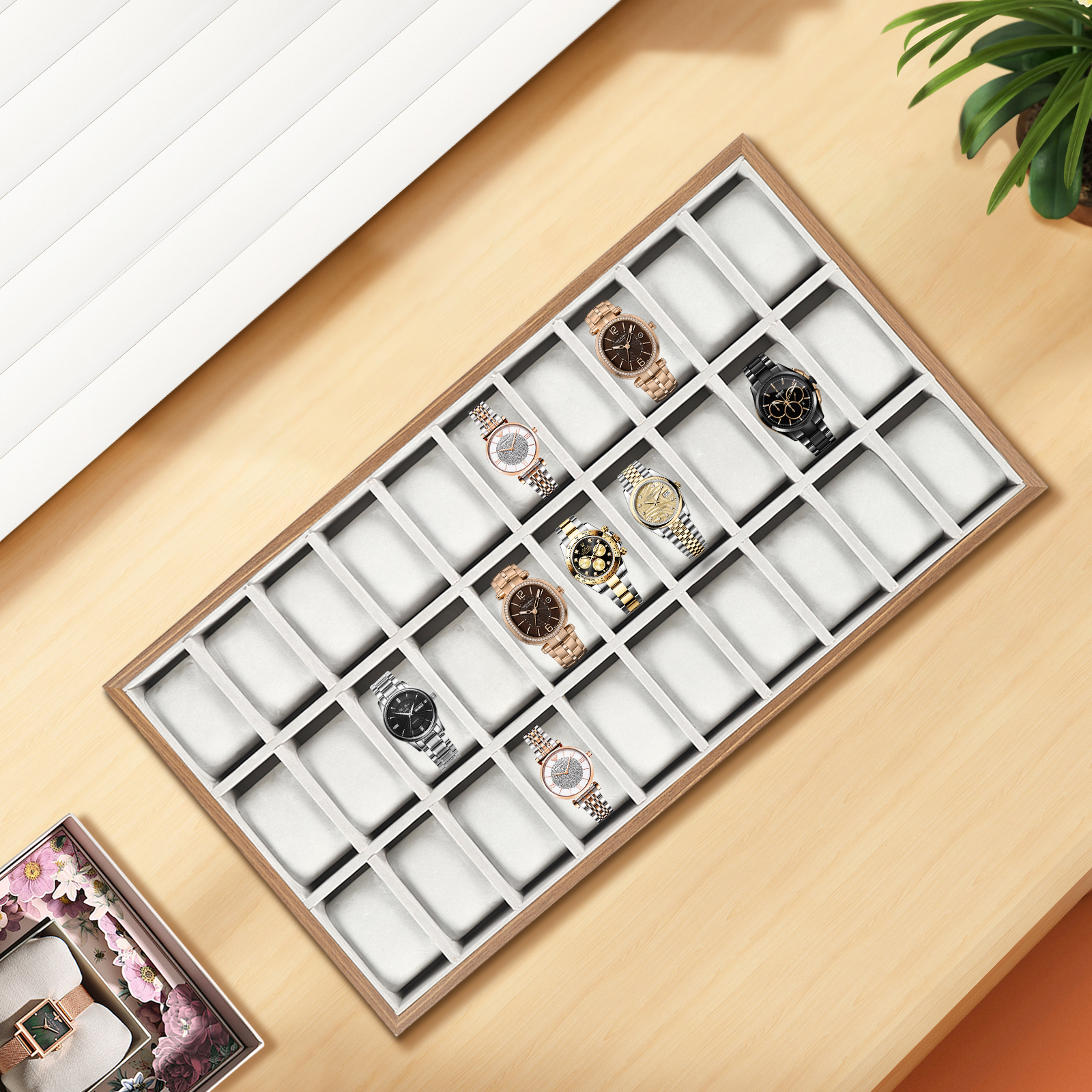 30 Compartments Mdf Watch Box  - Used Jewelry Watches 리뷰 및 가격