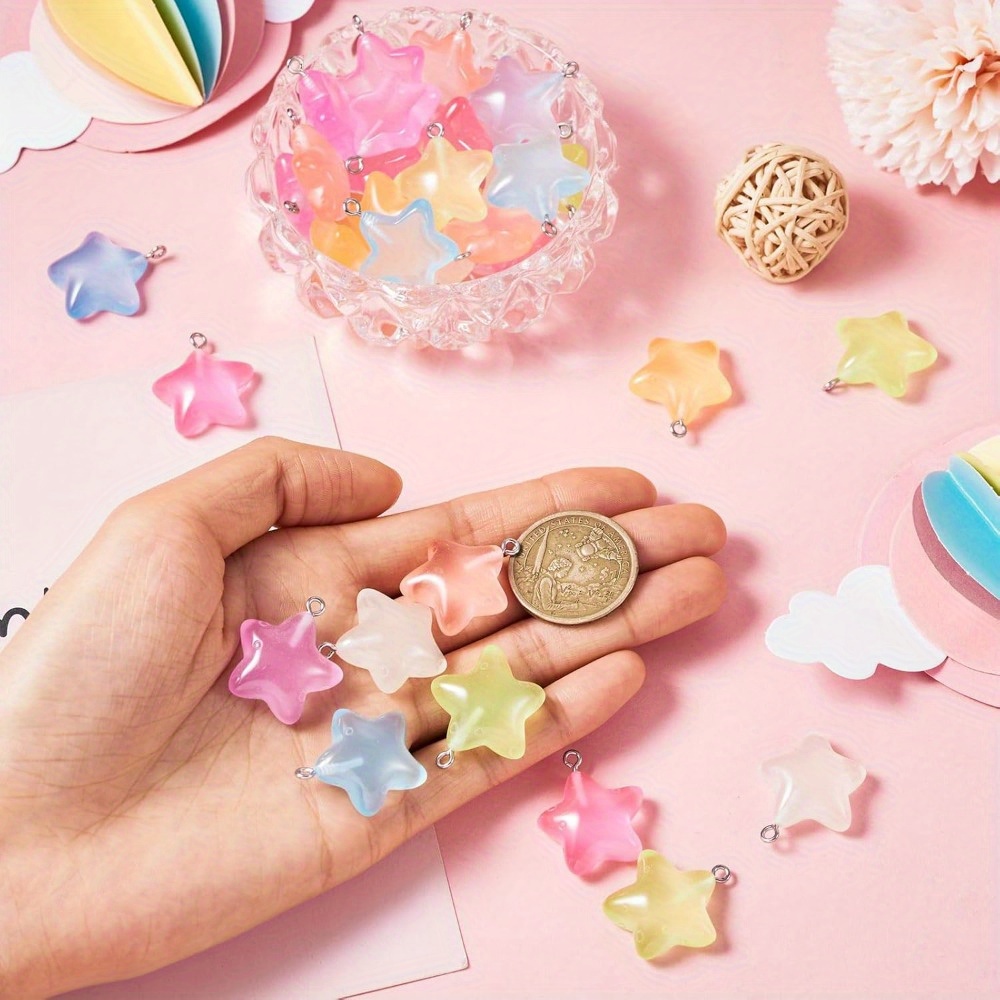 6/24/40pcs Mixed Color Luminou - Moon Star Earrings 리뷰 및 가격
