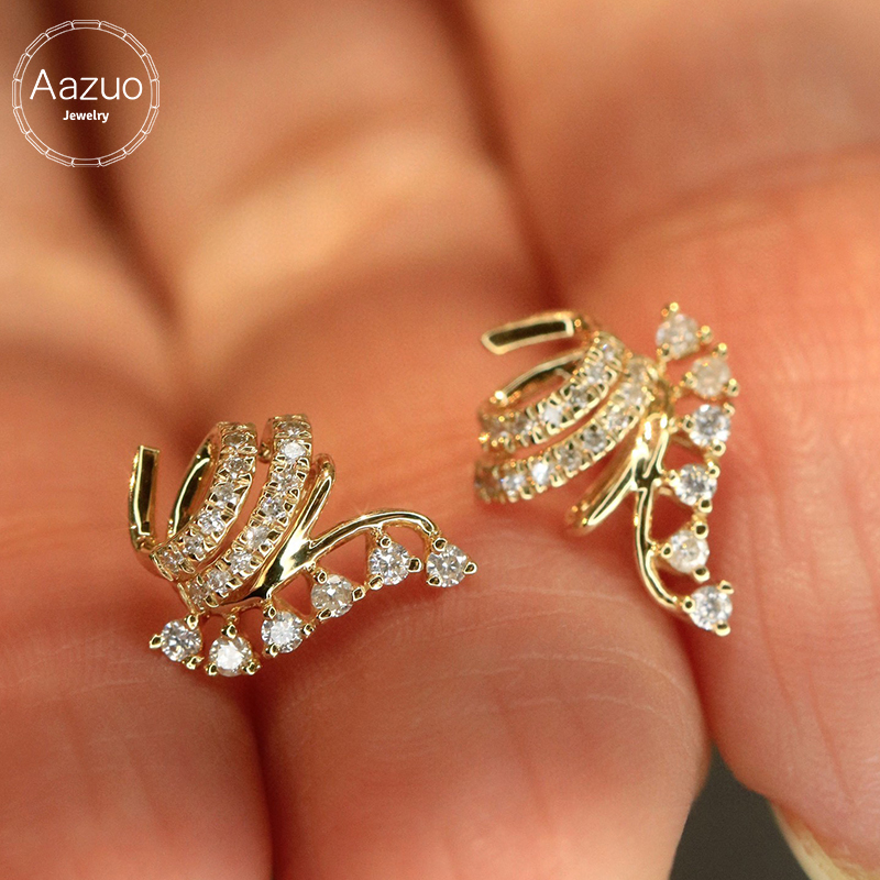 Aazuo 18K White & Yellow lGold - Diamond Stud Earrings 리뷰 및 가격