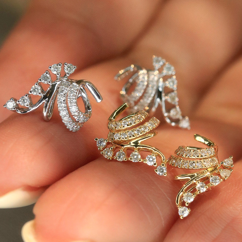 Aazuo 18K White & Yellow lGold - Diamond Stud Earrings 리뷰 및 가격