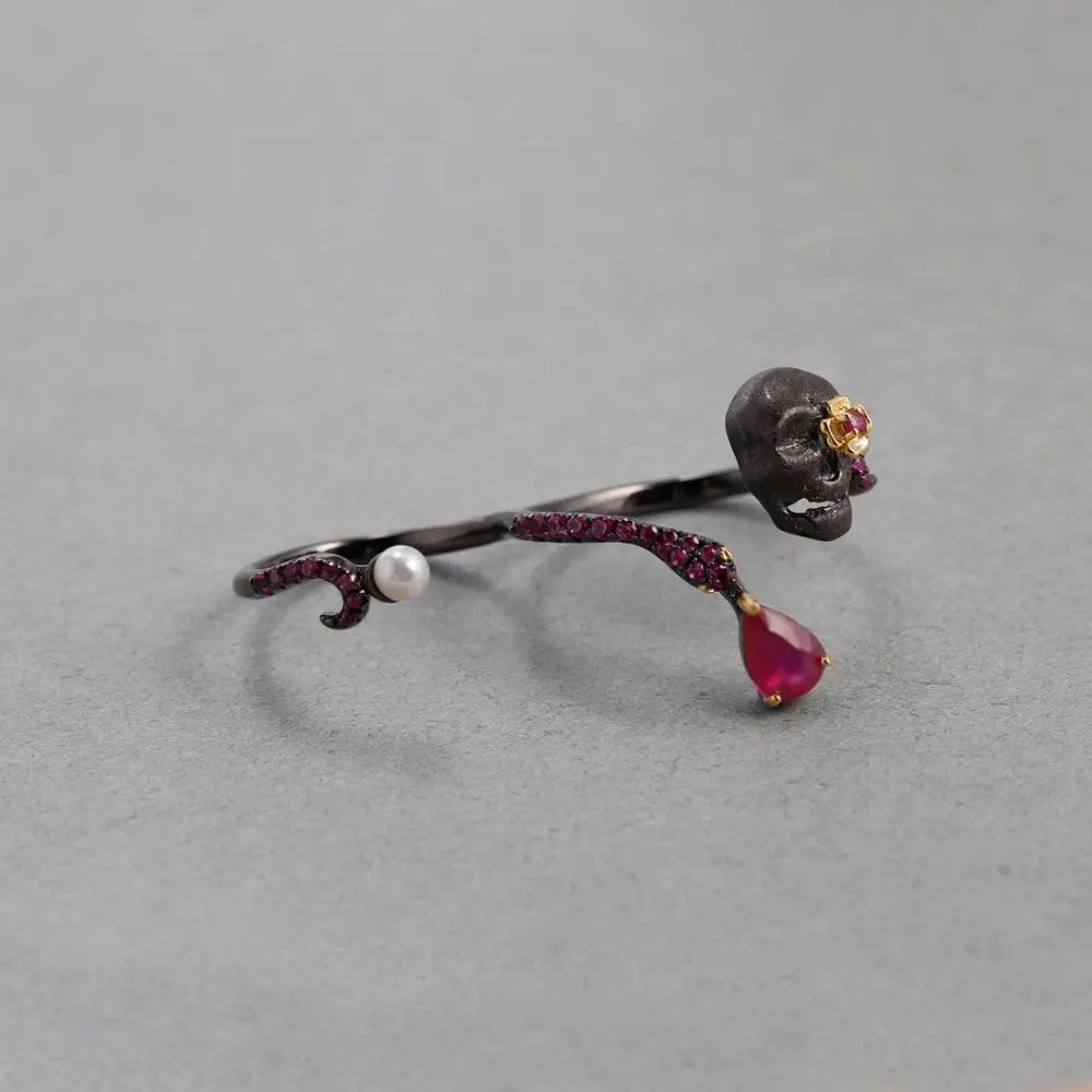 GEM'S BALLET Natural Ruby Gems - Gothic Skull Ring 리뷰 및 가격