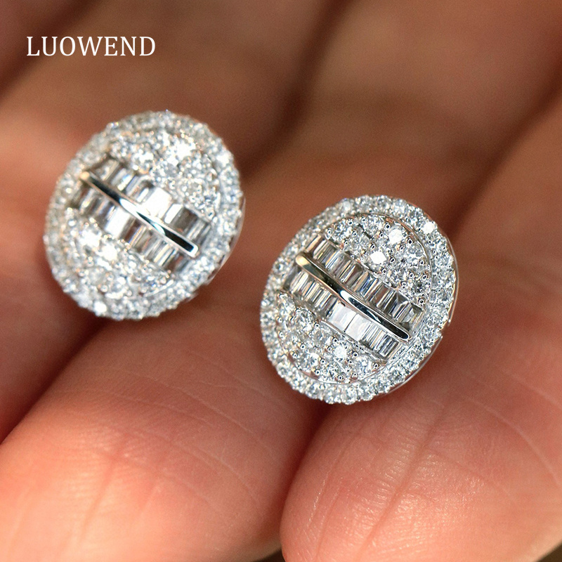 LUOWEND 100% 18K White Gold Ea - Diamond Stud Earrings 리뷰 및 가격