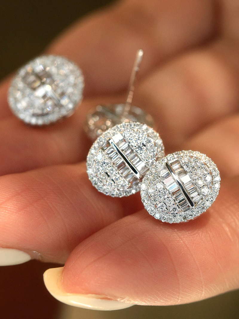 LUOWEND 100% 18K White Gold Ea - Diamond Stud Earrings 리뷰 및 가격