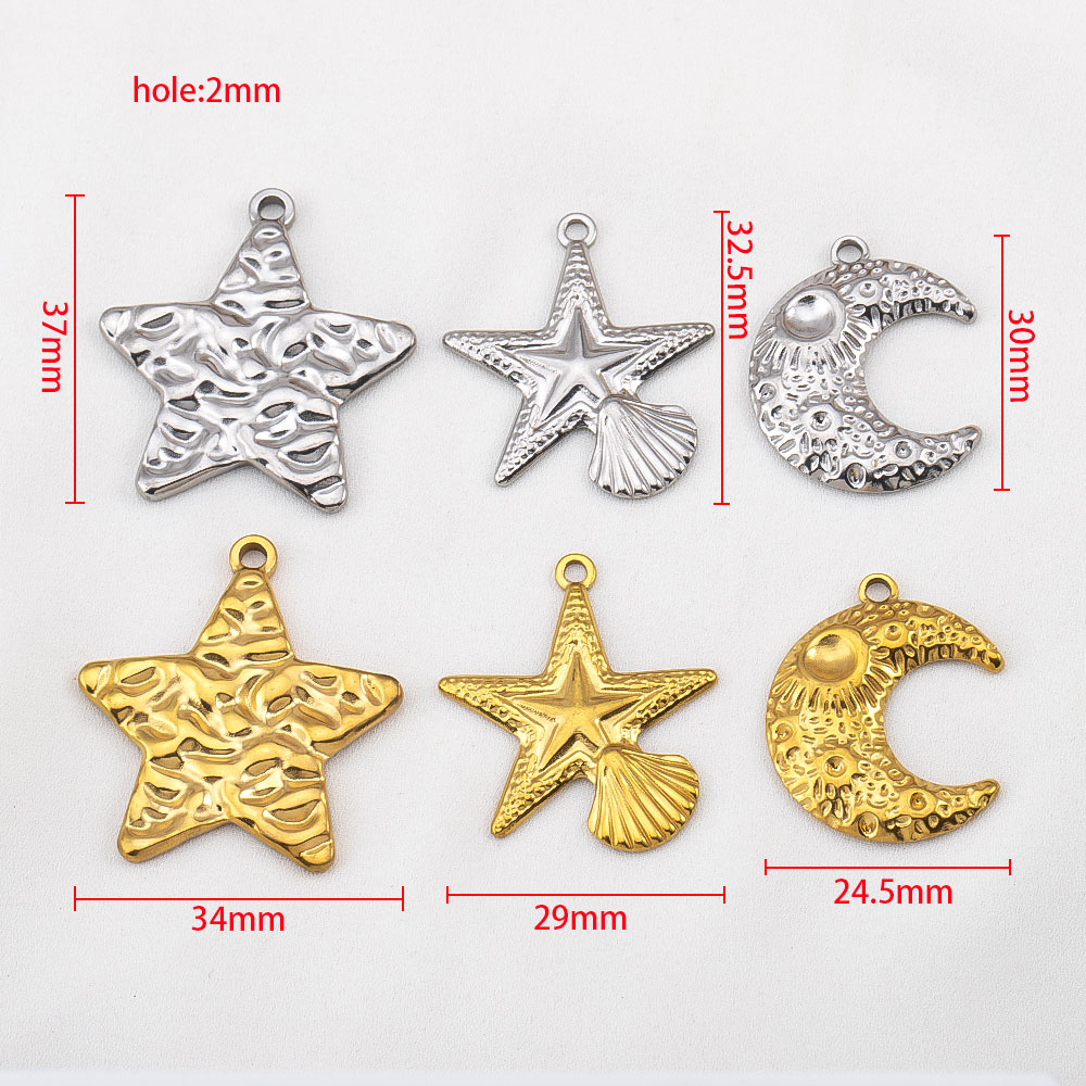 5pcs/lot Stainless Steel Large - Moon Star Earrings 리뷰 및 가격