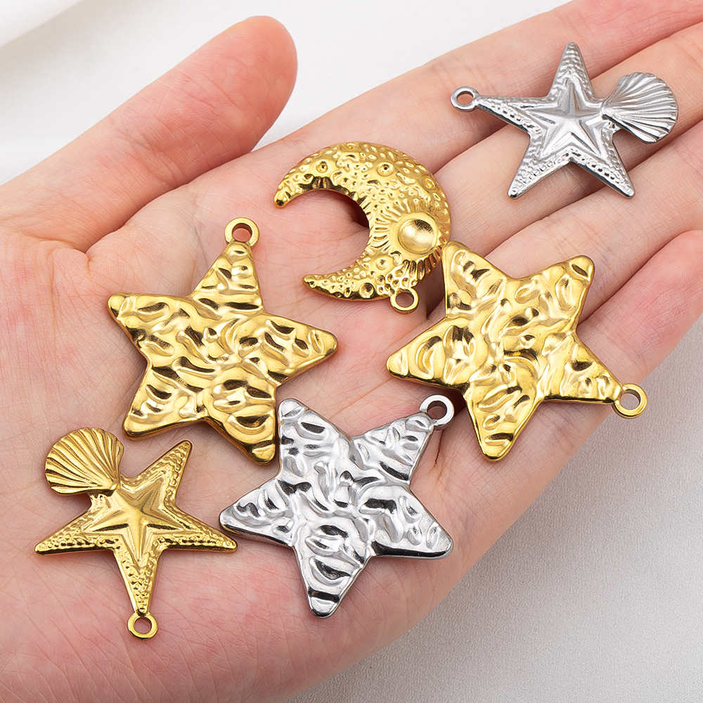 5pcs/lot Stainless Steel Large - Moon Star Earrings 리뷰 및 가격