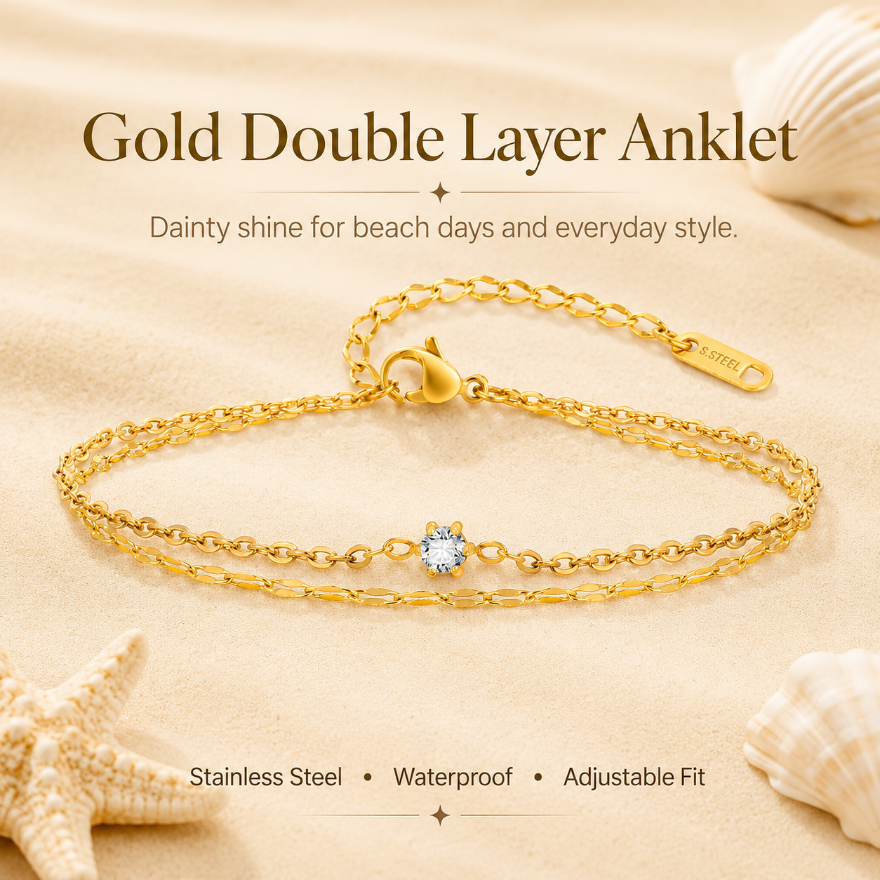 Waterproof Layered Anklet Brac - Jc Jewelry & Watches Photos 리뷰 및 가격