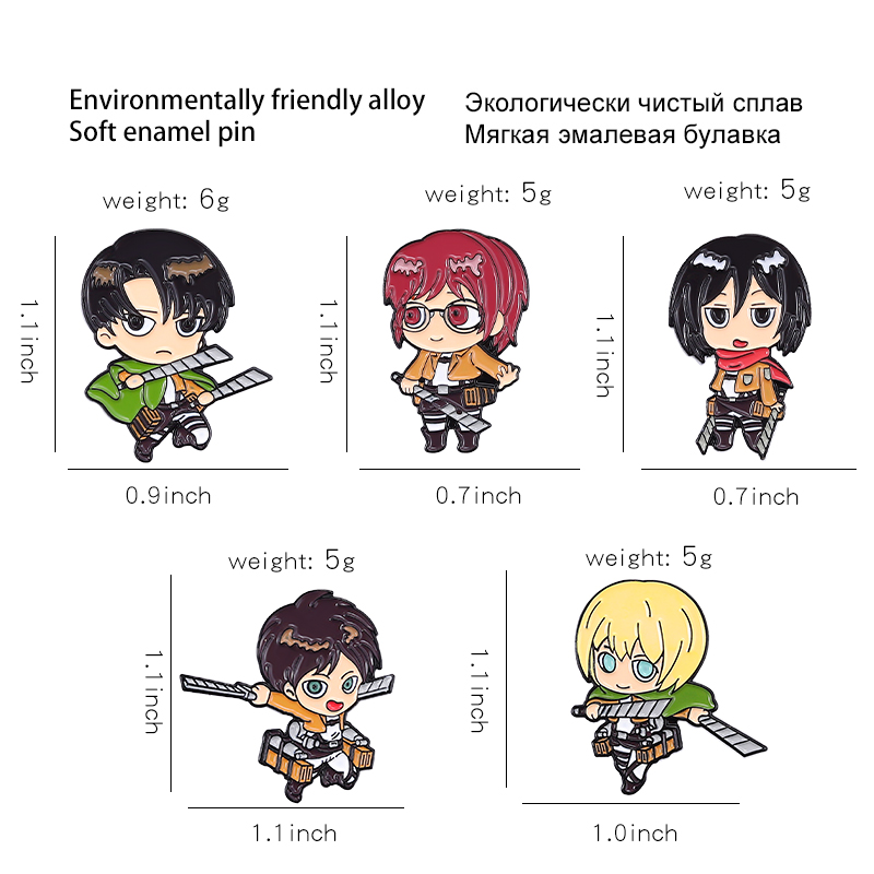 Chibi Enamel Pins Custom Eren  - Levi Jewelry & Watches Inc 리뷰 및 가격