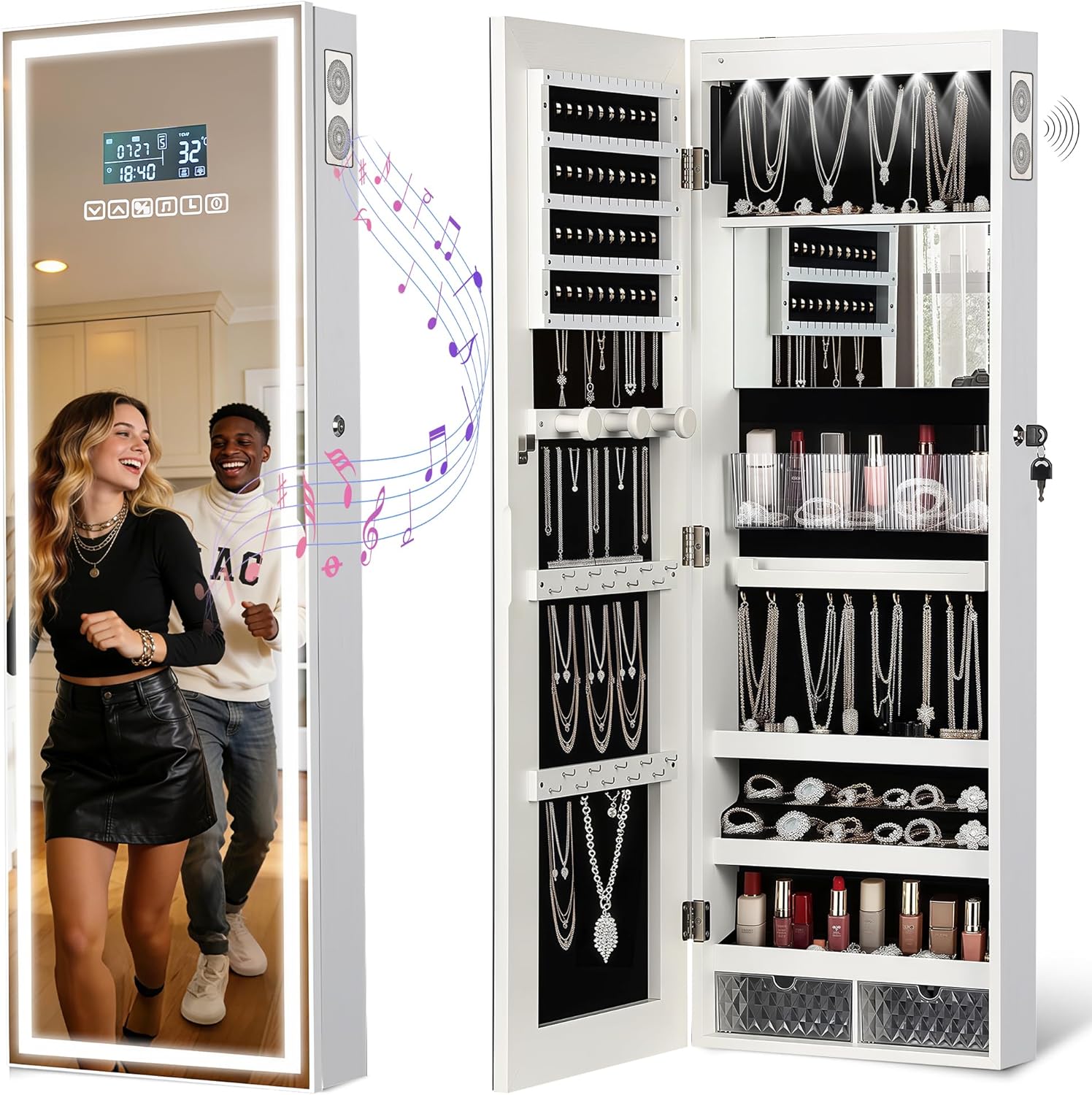 LED Mirror Jewelry Cabinet wit - Jewelry & Watches Store 리뷰 및 가격