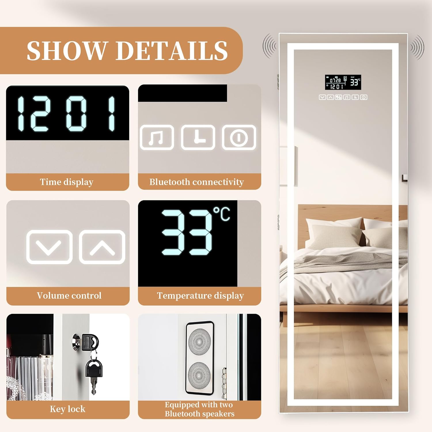 LED Mirror Jewelry Cabinet wit - Jewelry & Watches Store 리뷰 및 가격