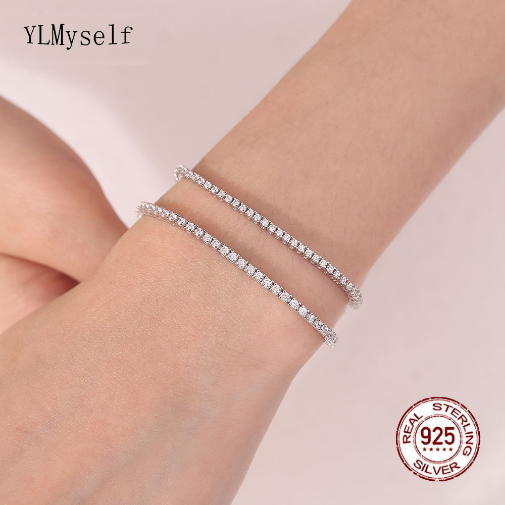 Real Silver 1.75mm/1.5mm White - Tennis Bracelet Cubic 리뷰 및 가격