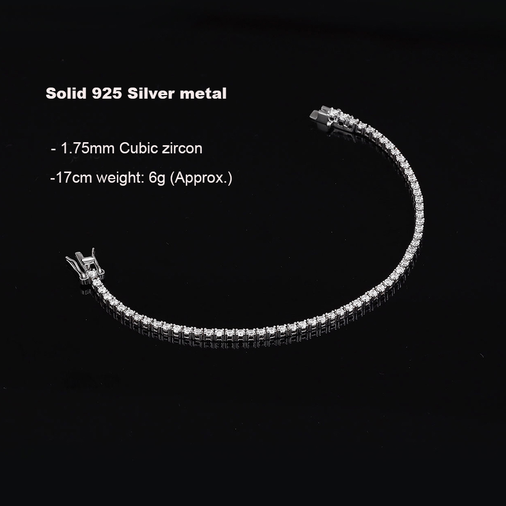 Real Silver 1.75mm/1.5mm White - Tennis Bracelet Cubic 리뷰 및 가격