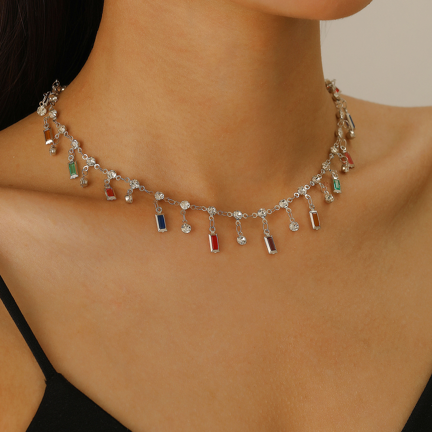 Fashion Dopamine Colorful Crys - Crystal Choker Necklace 리뷰 및 가격