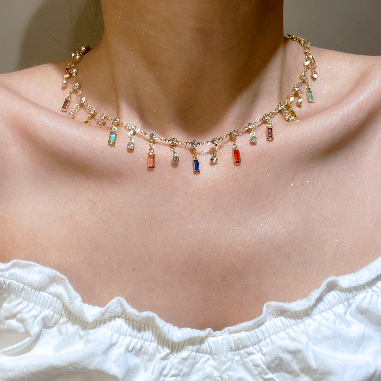 Fashion Dopamine Colorful Crys - Crystal Choker Necklace 리뷰 및 가격