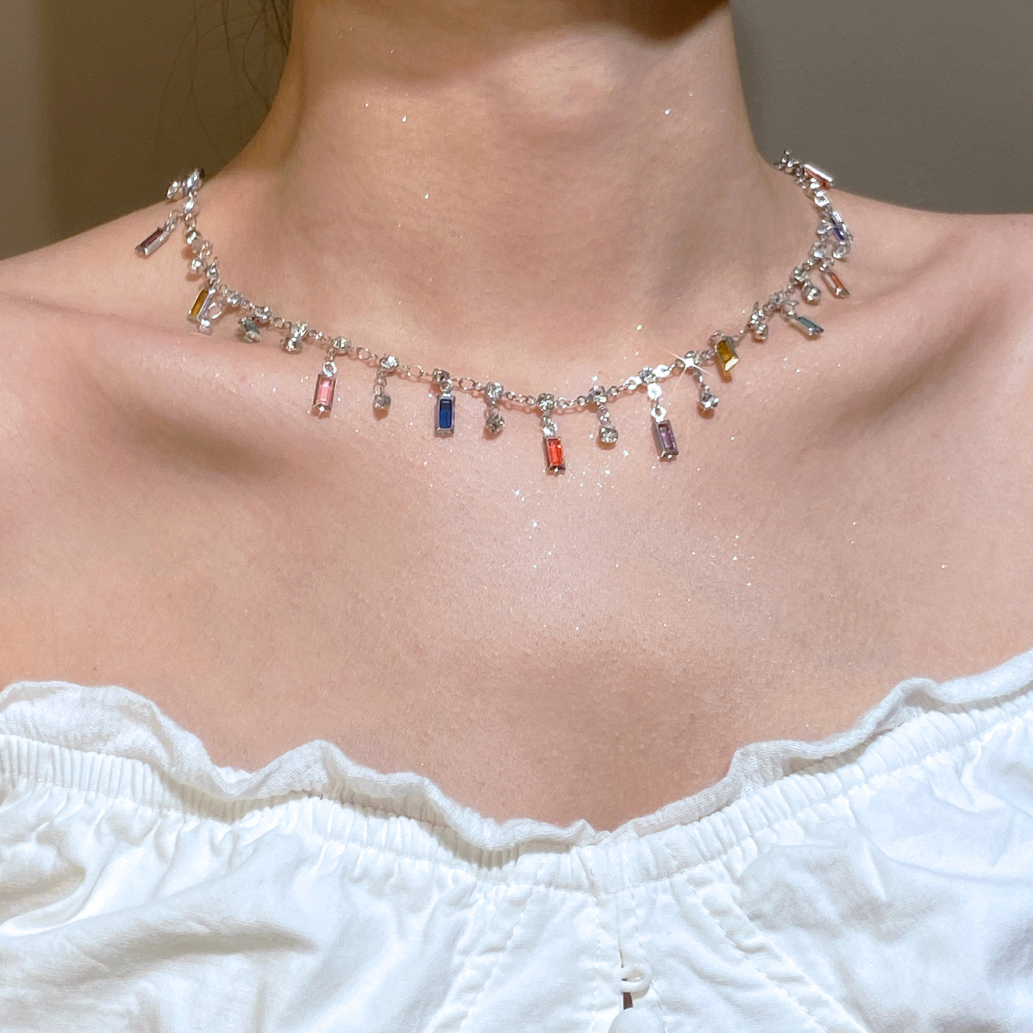 Fashion Dopamine Colorful Crys - Crystal Choker Necklace 리뷰 및 가격