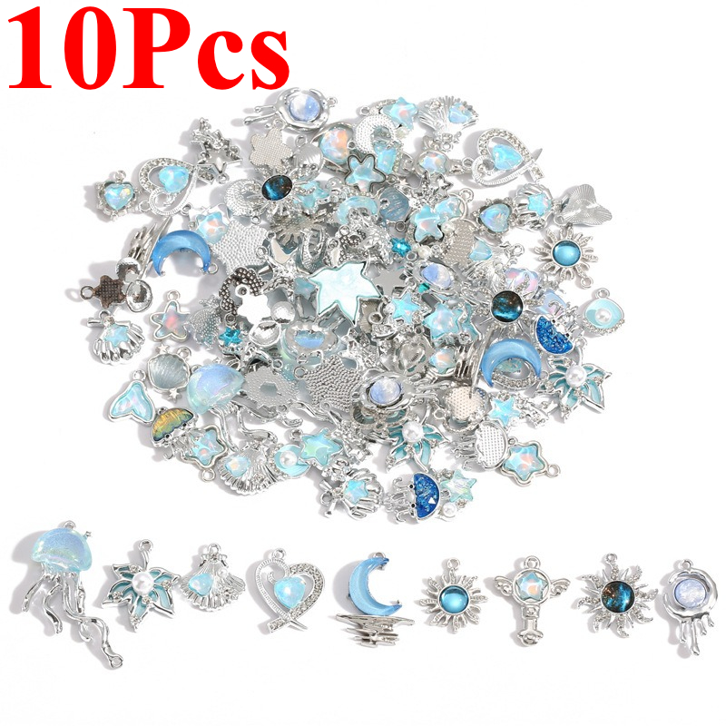 10Pcs Silver-plated Alloy Crys - Moon Star Earrings 리뷰 및 가격