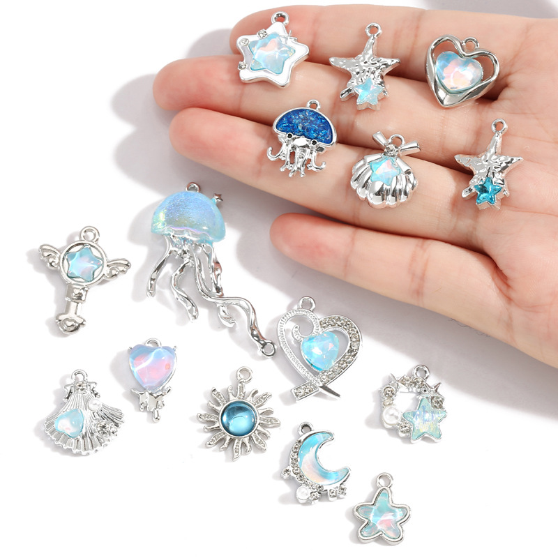 10Pcs Silver-plated Alloy Crys - Moon Star Earrings 리뷰 및 가격