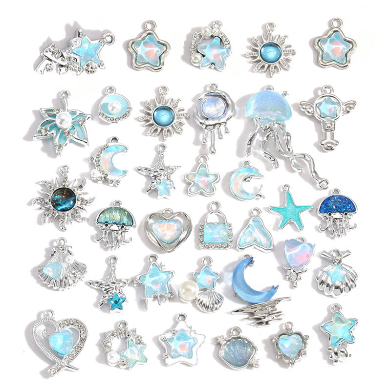 10Pcs Silver-plated Alloy Crys - Moon Star Earrings 리뷰 및 가격