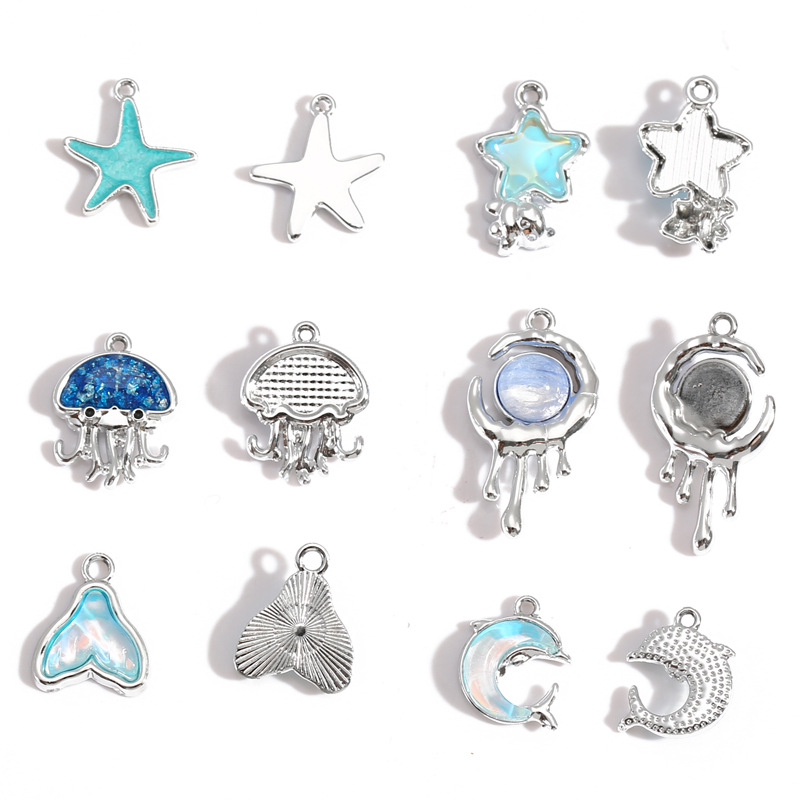 10Pcs Silver-plated Alloy Crys - Moon Star Earrings 리뷰 및 가격