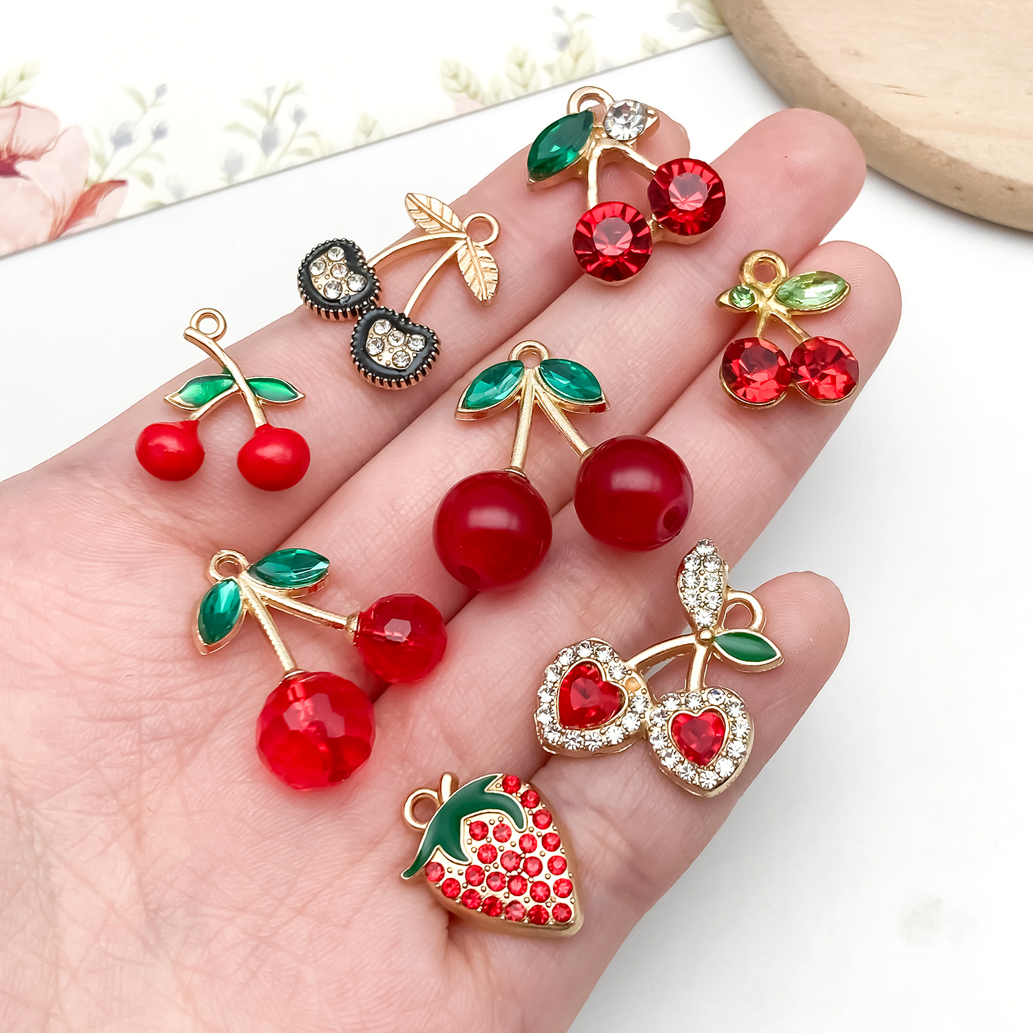 10/20//30pcs Sweet Cherry & St - Diamond Stud Earrings 리뷰 및 가격