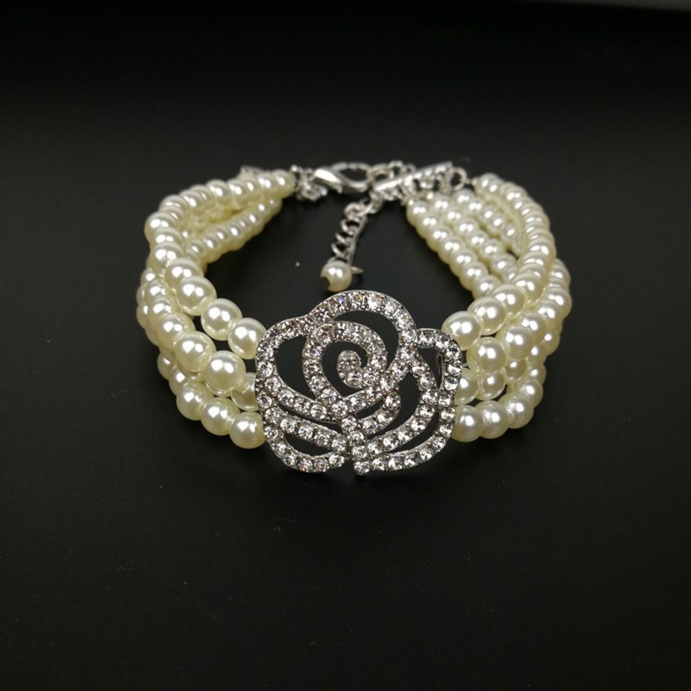 Rhinestone Four Rows Pearls Do - Crystal Choker Necklace 리뷰 및 가격