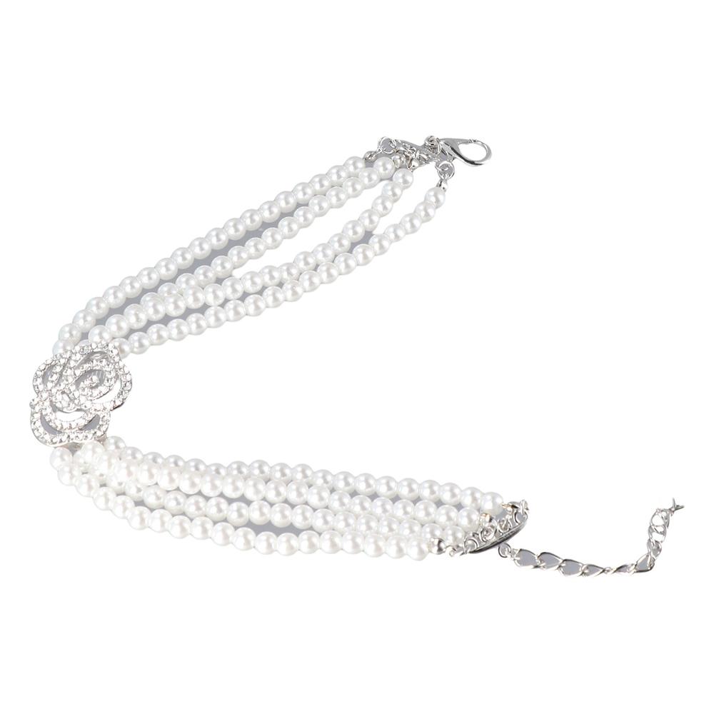 Rhinestone Four Rows Pearls Do - Crystal Choker Necklace 리뷰 및 가격
