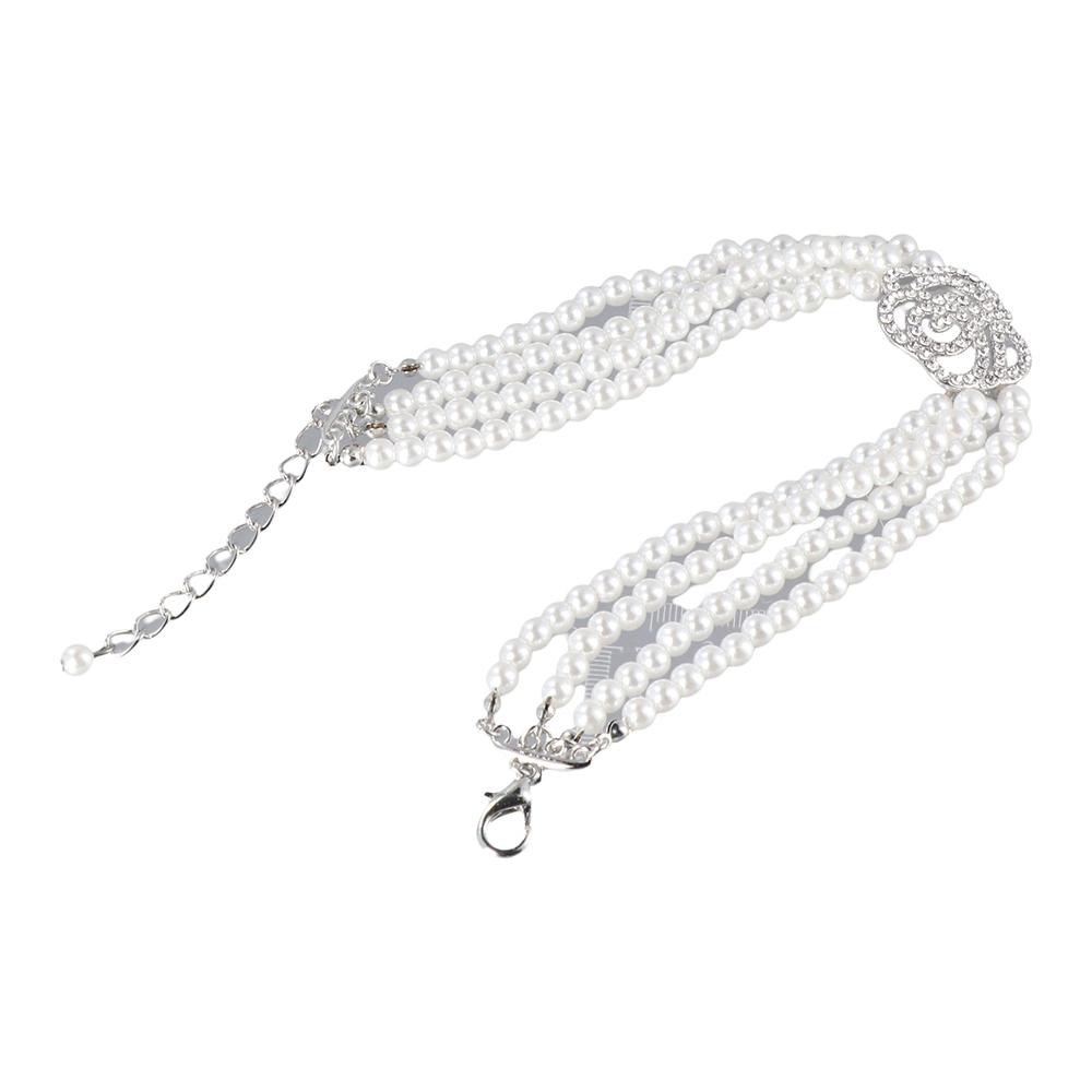 Rhinestone Four Rows Pearls Do - Crystal Choker Necklace 리뷰 및 가격