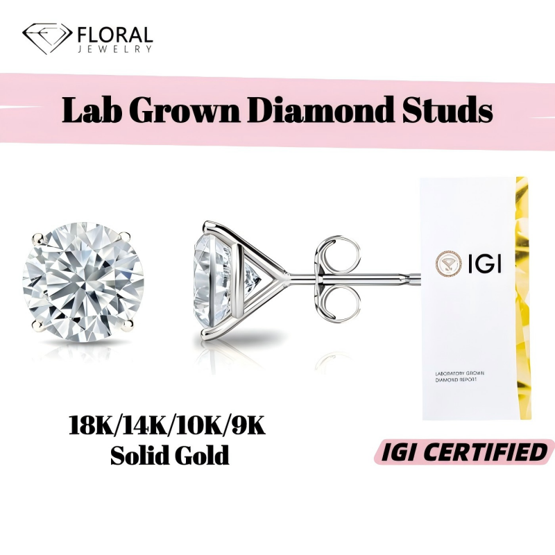 Lab Grown Diamond 14K gold 18K - Diamond Stud Earrings 리뷰 및 가격