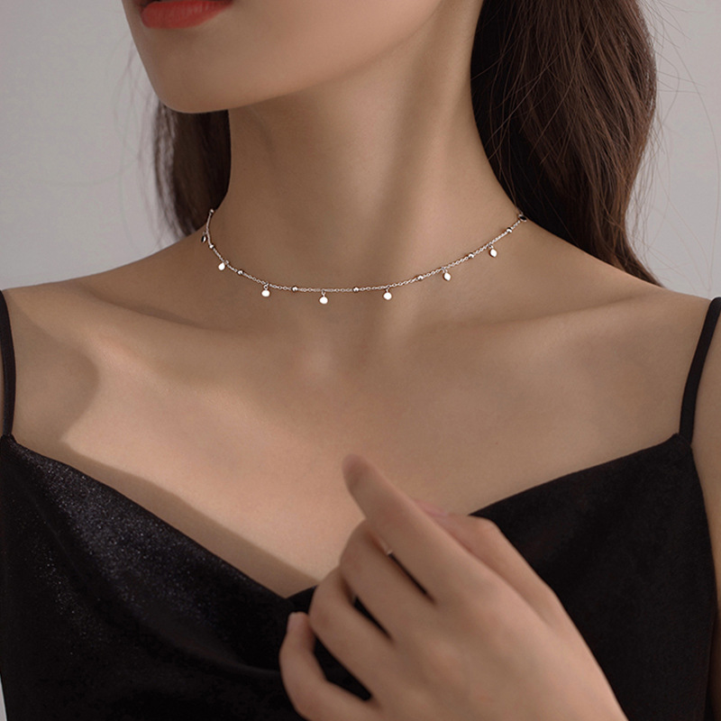 925 Sterling Silver Delicate J - Crystal Choker Necklace 리뷰 및 가격