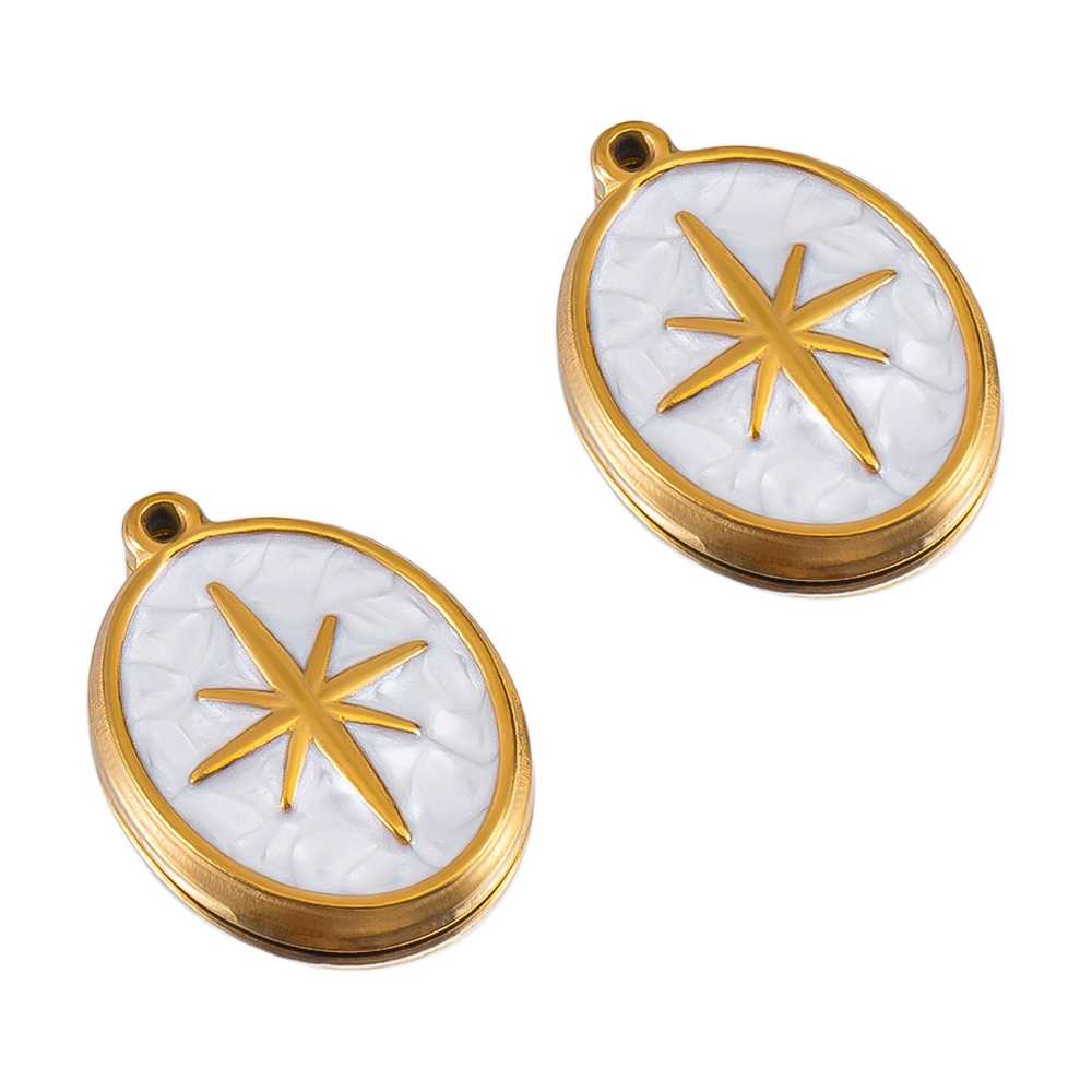 2pcs White Enamel Stainless St - Moon Star Earrings 리뷰 및 가격