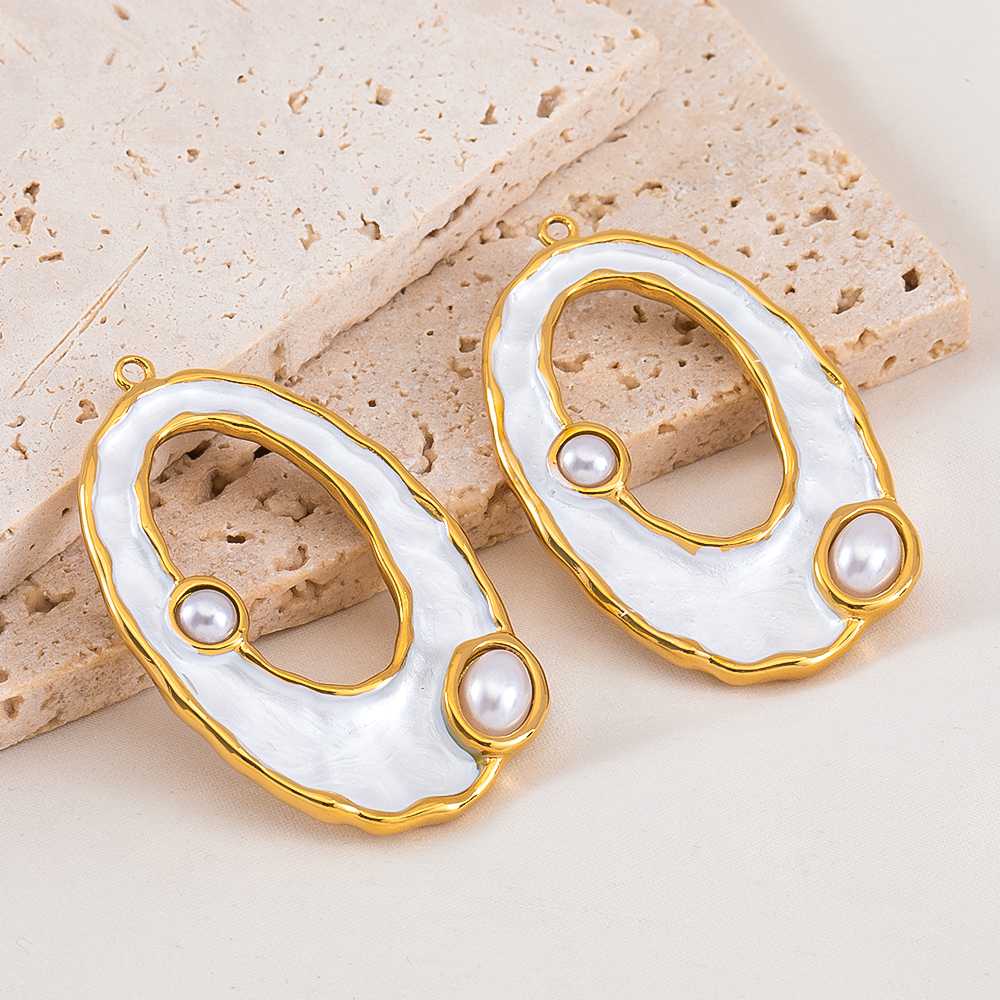 2pcs White Enamel Stainless St - Moon Star Earrings 리뷰 및 가격
