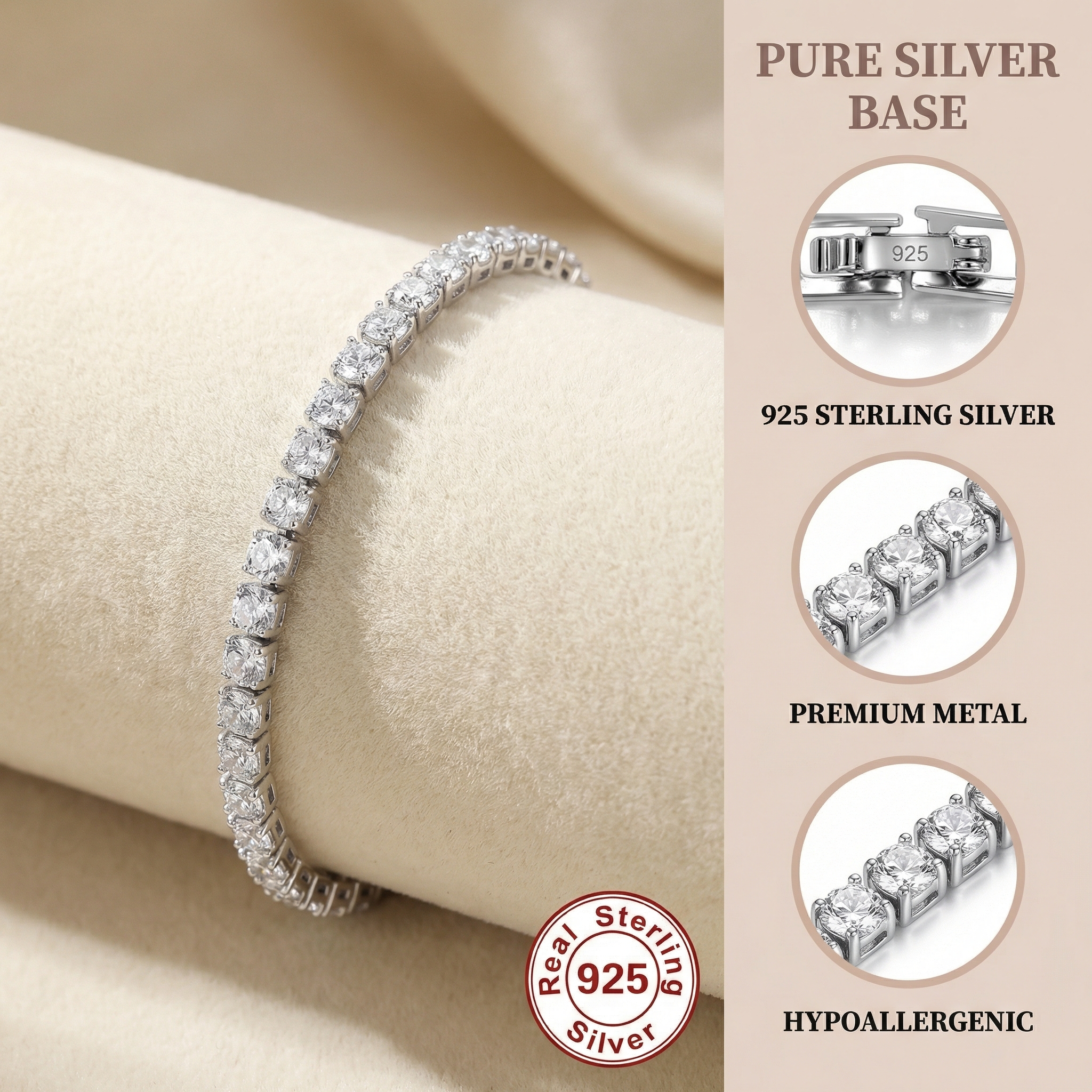 Andara Minimalist Luxury 925 S - Tennis Bracelet Cubic 리뷰 및 가격