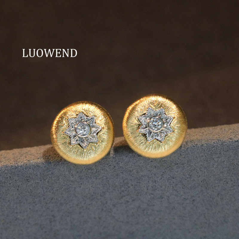 LUOWEND 100% 18K Yellow Gold E - Diamond Stud Earrings 리뷰 및 가격