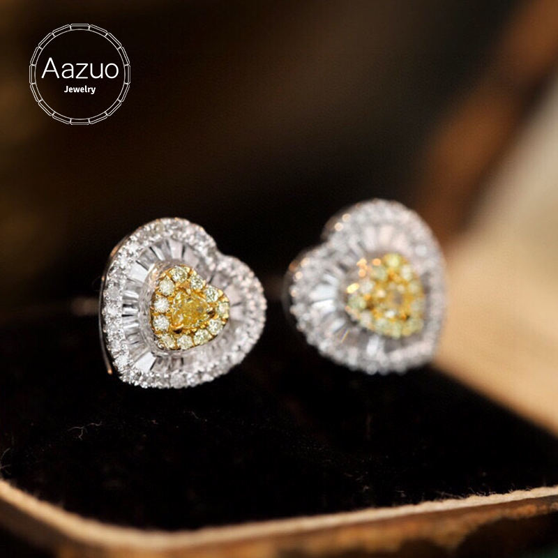 Aazuo Real 18K Solid White Gol - Diamond Stud Earrings 리뷰 및 가격
