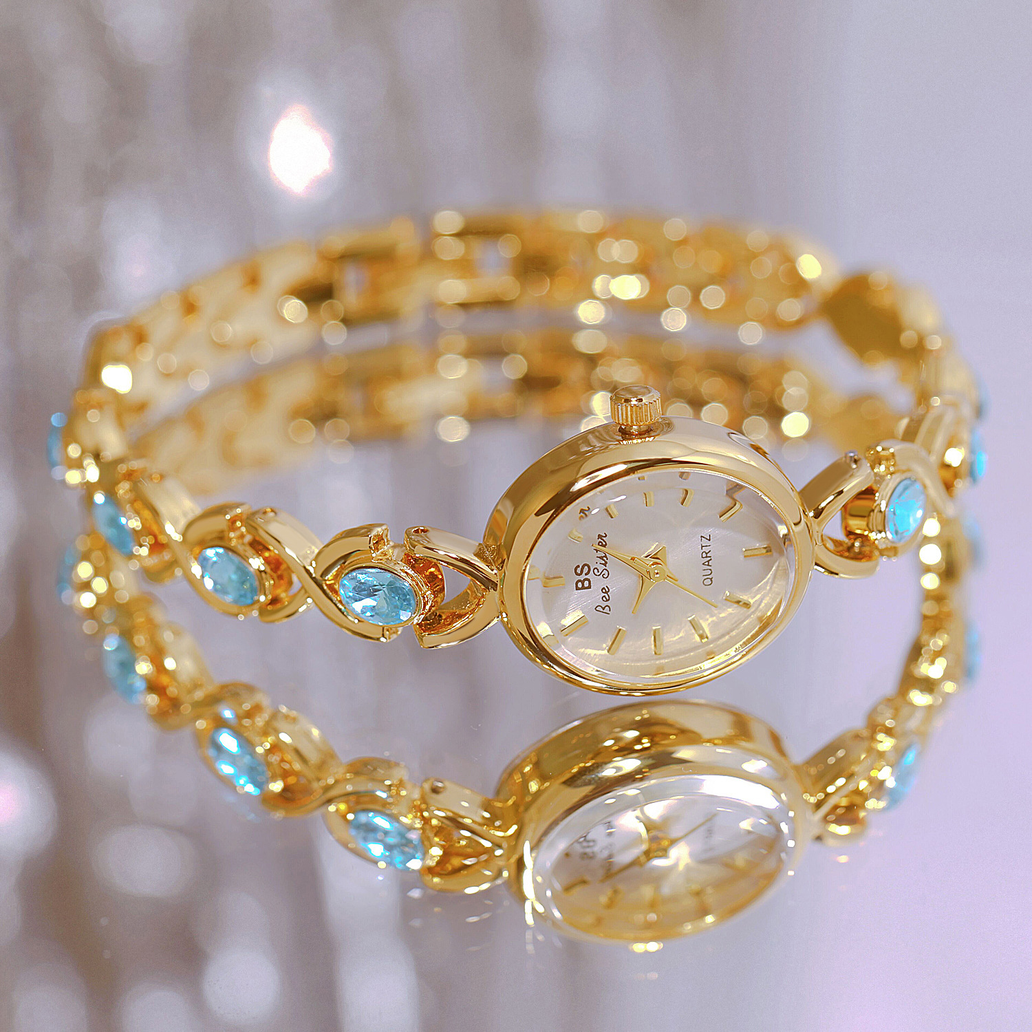 Blue Jewel Oval Bracelet Watch - Jewels In Quartz Watches 리뷰 및 가격