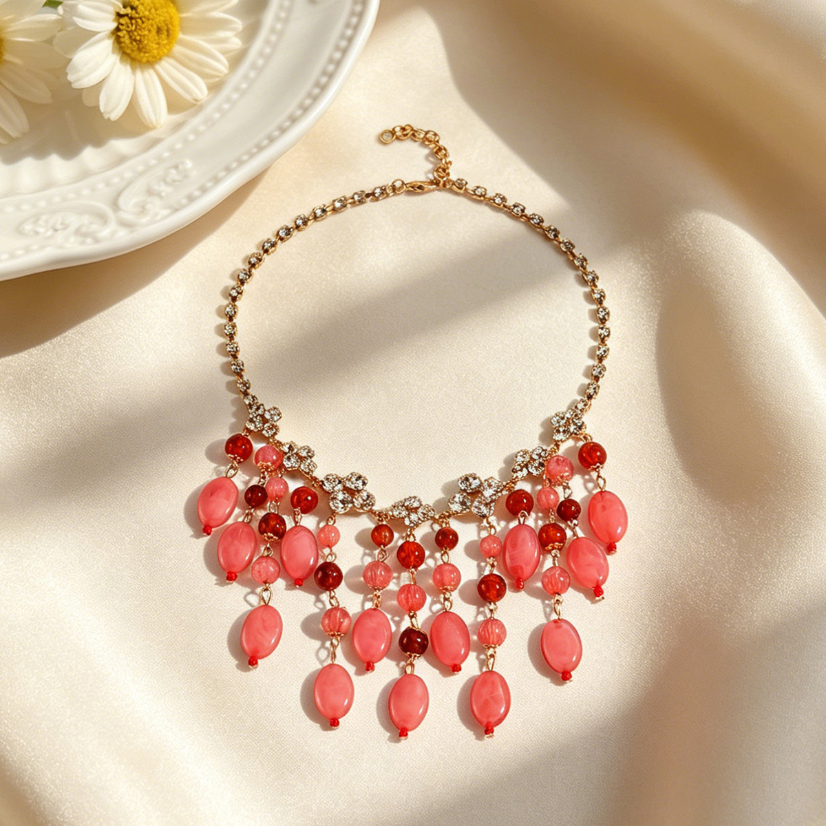 Trendy Pink Red Teardrop Beade - Jewelry & Watches Store 리뷰 및 가격