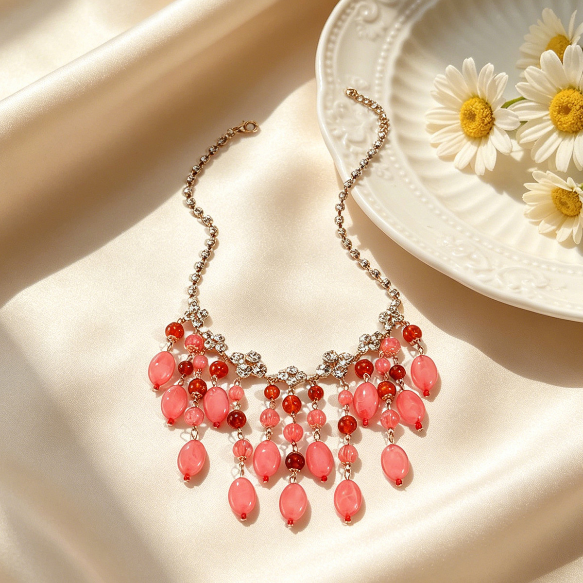 Trendy Pink Red Teardrop Beade - Jewelry & Watches Store 리뷰 및 가격